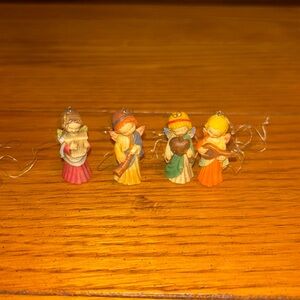 Four mini vintage Christmas angel ornaments